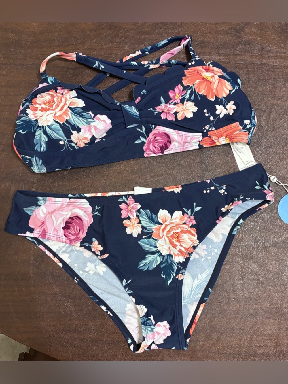 Cupshe Navy Floral Two-Piece Bikini - NWT-M